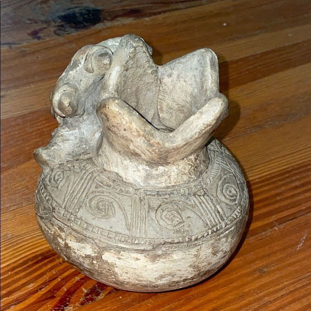 Vintage Pre-Columbian Style Mesoamerican Ceramic Effigy Vessel Incense Burner - Picture 10 of 16